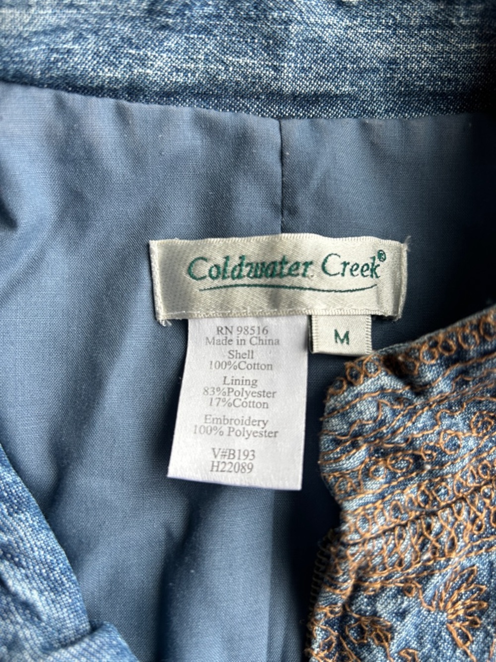 Coldwater Creek Denim Embroidered Vest | Denim Vest | Embroidered Vest - Picture 5 of 8